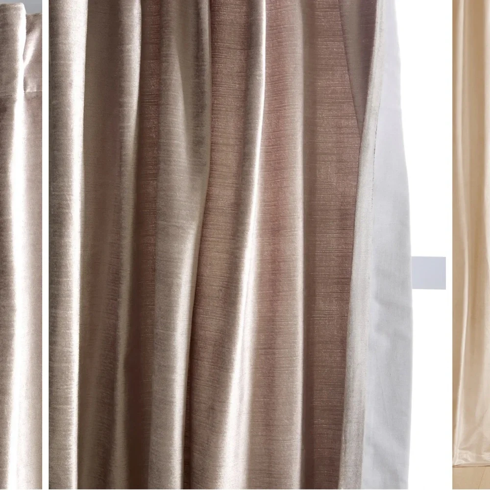 NWOT QUINCE Luster Velvet Curtain Cotton Back Light Filtering Silver 48x96” - Picture 14 of 14
